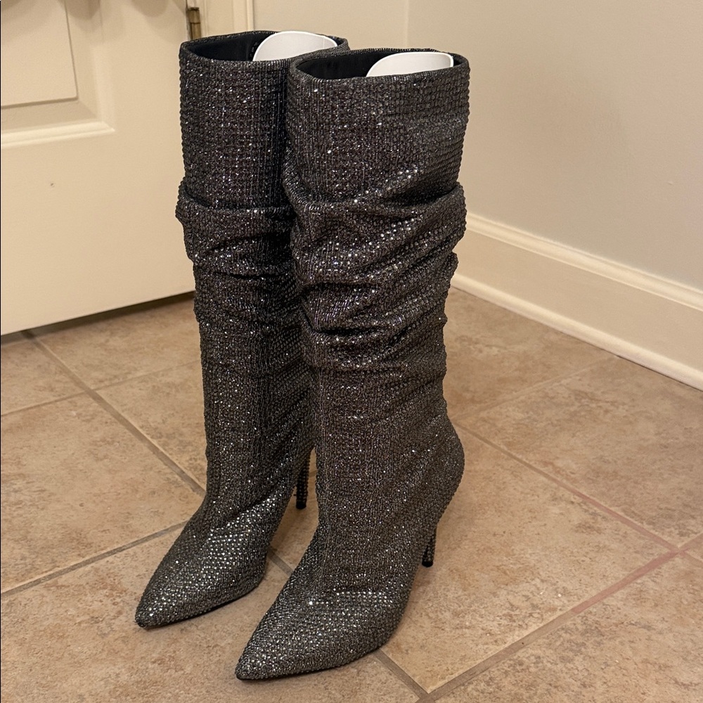 Jessica Simpson Black Glitter Heeled Boots